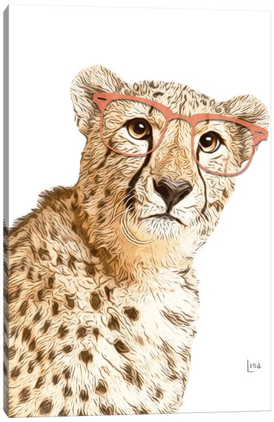Cheetah With Orange Glasses Canvas Art Print - Printable Lisa's Pets