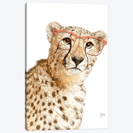 Cheetah With Orange Glasses Canvas Print #LIP10} by Printable Lisa's Pets Canvas Art Print