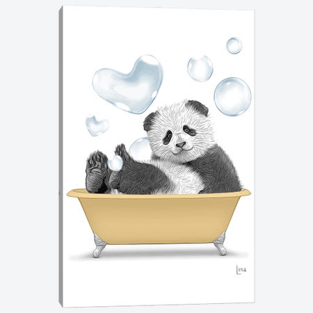 Panda In The Gold Bath Canvas Print #LIP112} by Printable Lisa's Pets Canvas Artwork