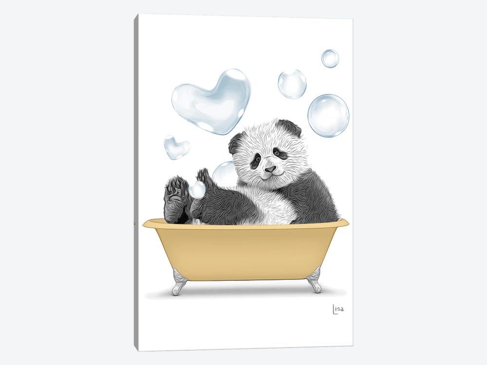 Panda In The Gold Bath by Printable Lisa's Pets 1-piece Art Print