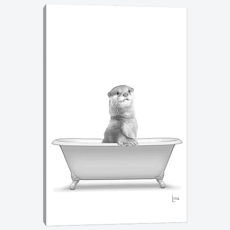 Otter In The Bath Bw Canvas Print #LIP113} by Printable Lisa's Pets Canvas Artwork