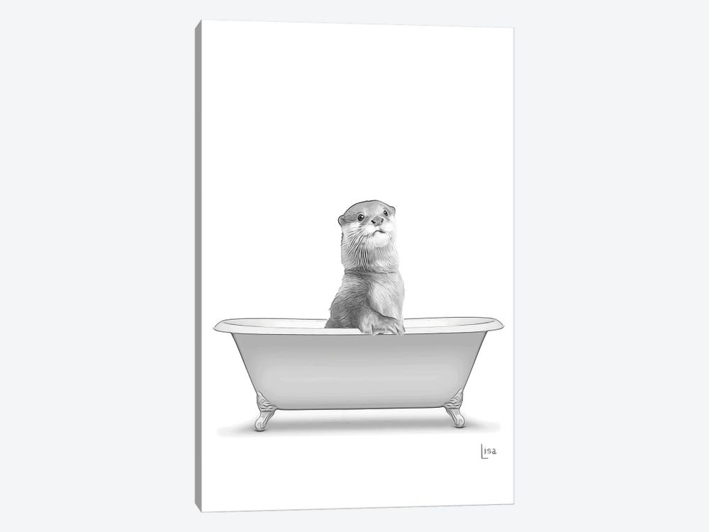 Otter In The Bath Bw by Printable Lisa's Pets 1-piece Canvas Art