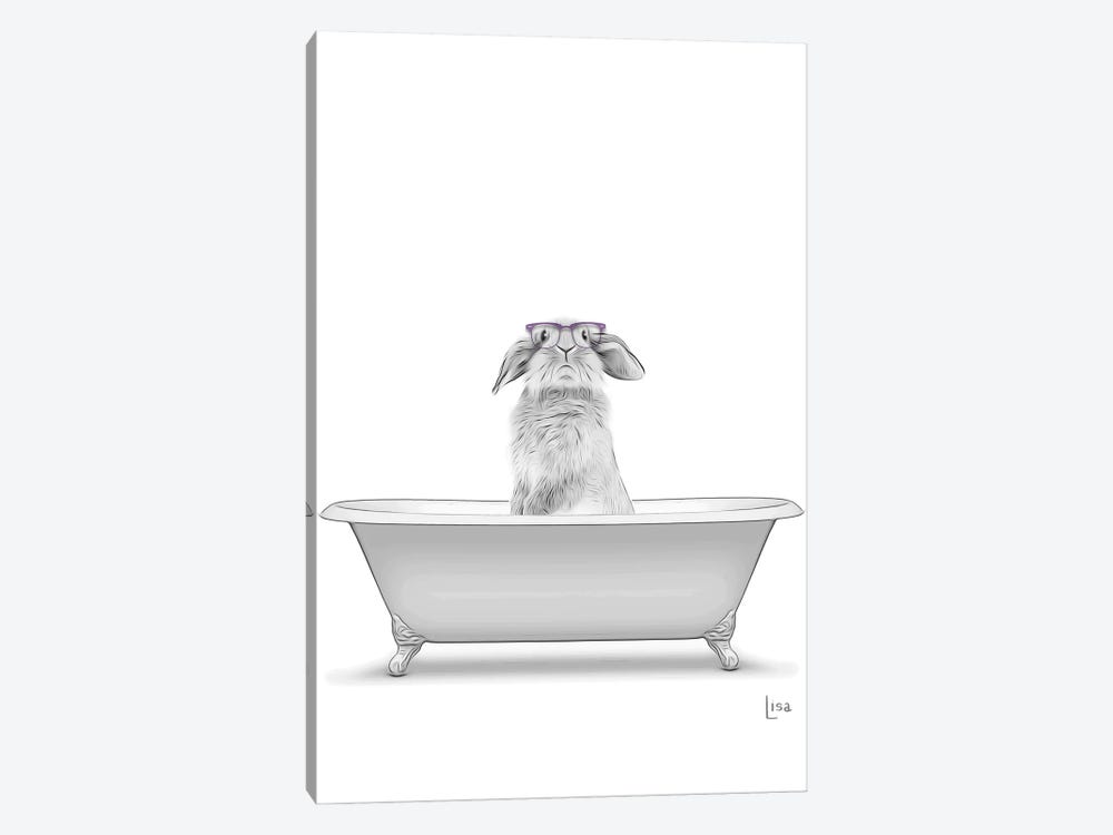 Bunny With Glasses In The Bath by Printable Lisa's Pets 1-piece Canvas Wall Art
