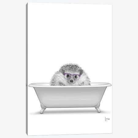 Hedgehog With Glasses In The Bath Canvas Print #LIP116} by Printable Lisa's Pets Canvas Print