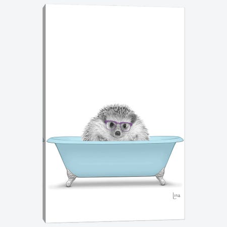 Hedgehog In The Blue Bath Canvas Print #LIP117} by Printable Lisa's Pets Canvas Art Print