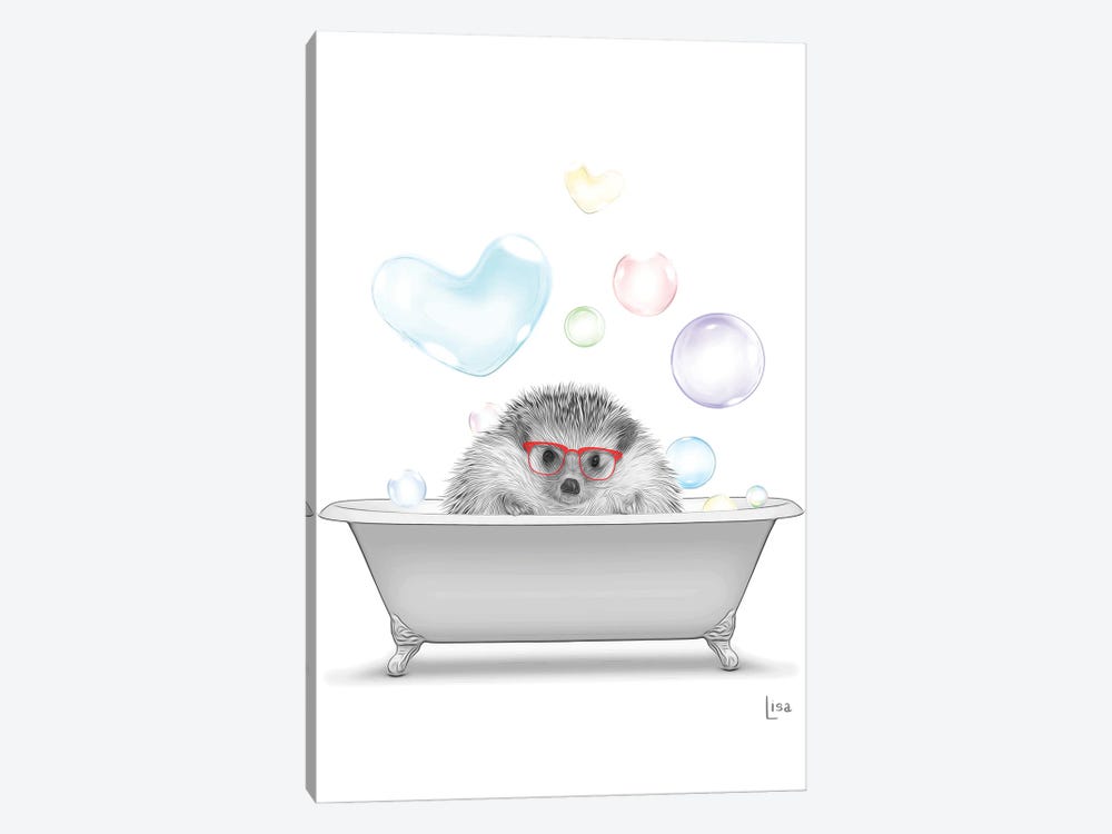 Hedgehog In The Bath With Bubbles by Printable Lisa's Pets 1-piece Art Print