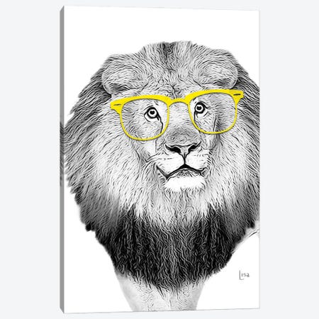 Lion With Yellow Glasses Canvas Print #LIP11} by Printable Lisa's Pets Canvas Print