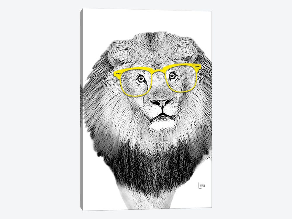 Lion With Yellow Glasses by Printable Lisa's Pets 1-piece Canvas Wall Art