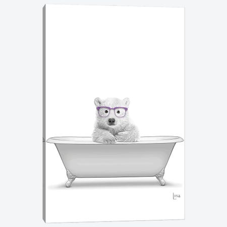 Polar Bear With Glasses In The Bath Canvas Print #LIP120} by Printable Lisa's Pets Canvas Art Print