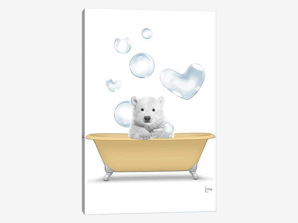 Polar Bear In The Gold Bath With Bubbles by Printable Lisa's Pets 1-piece Art Print
