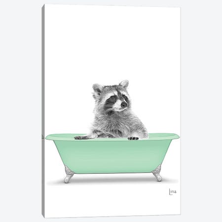 Raccoon In The Green Bath Canvas Print #LIP122} by Printable Lisa's Pets Canvas Print