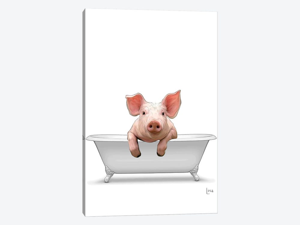 Color Pig In The Bath by Printable Lisa's Pets 1-piece Canvas Art