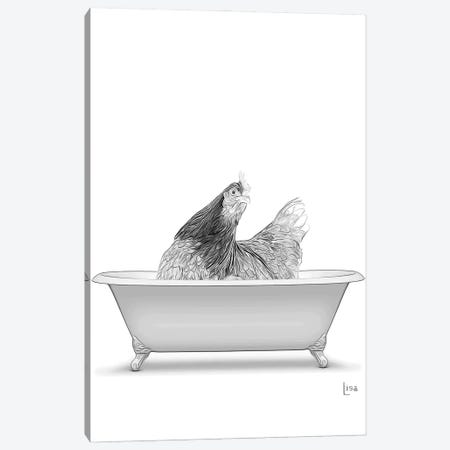 Hen In The Bath Bw Canvas Print #LIP125} by Printable Lisa's Pets Canvas Wall Art