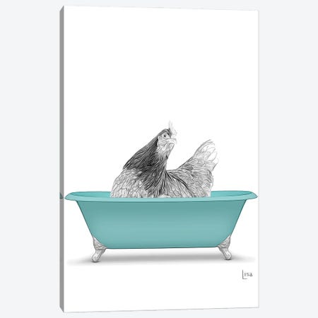 Hen In The Bath Canvas Print #LIP126} by Printable Lisa's Pets Canvas Artwork