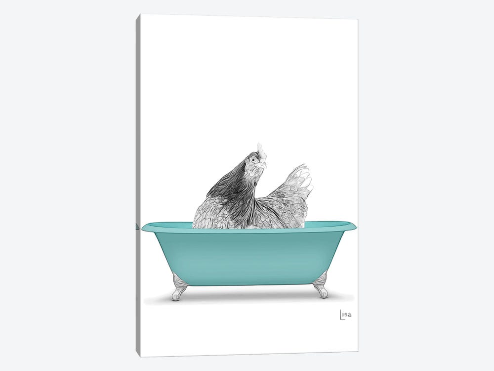 Hen In The Bath by Printable Lisa's Pets 1-piece Canvas Artwork