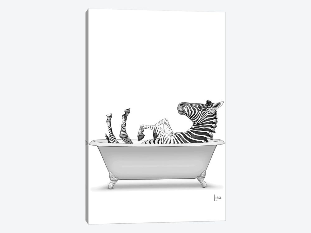 Zebra In The Bath Bw by Printable Lisa's Pets 1-piece Art Print