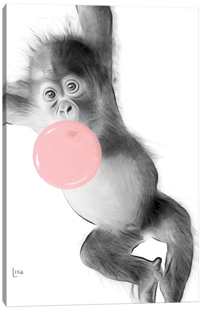 Monkey With Chewing Gum Canvas Art Print - Sweets & Dessert Art