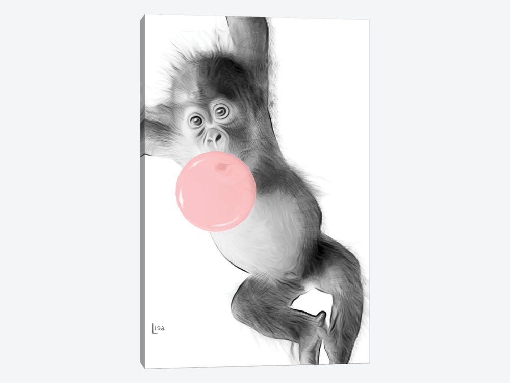 Monkey With Chewing Gum by Printable Lisa's Pets 1-piece Canvas Art Print