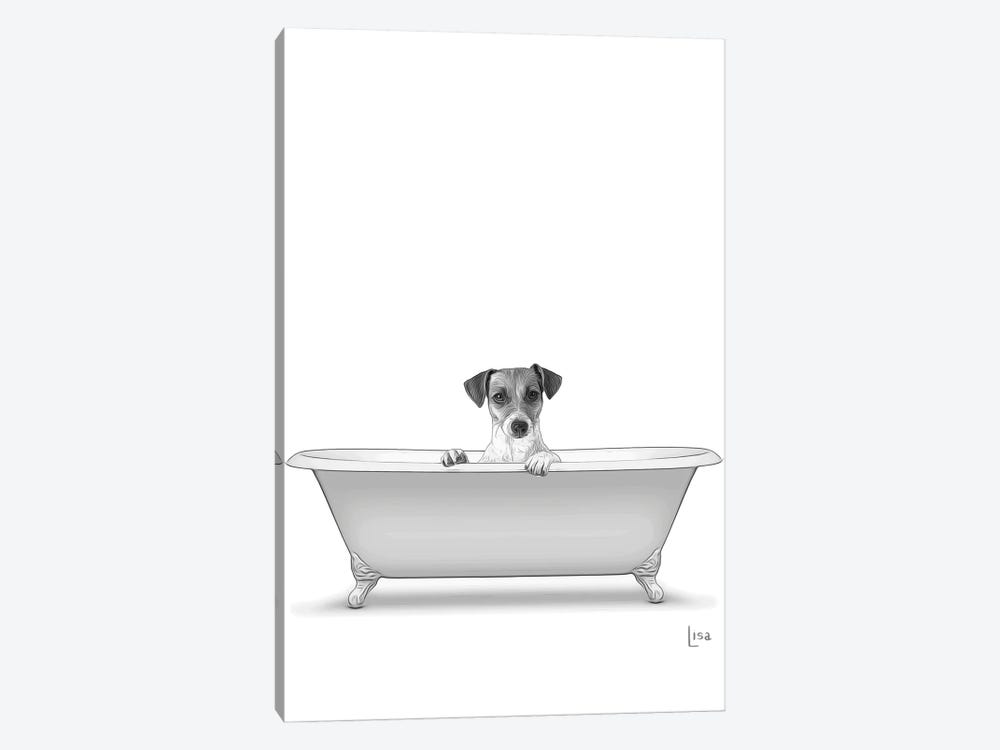 Dog In The Bath Bw by Printable Lisa's Pets 1-piece Canvas Print