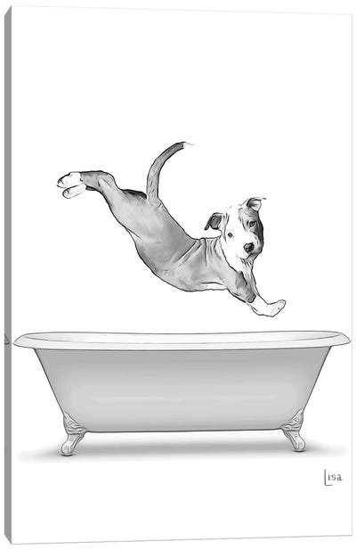 Dog In The Bath Canvas Art Print - Printable Lisa's Pets