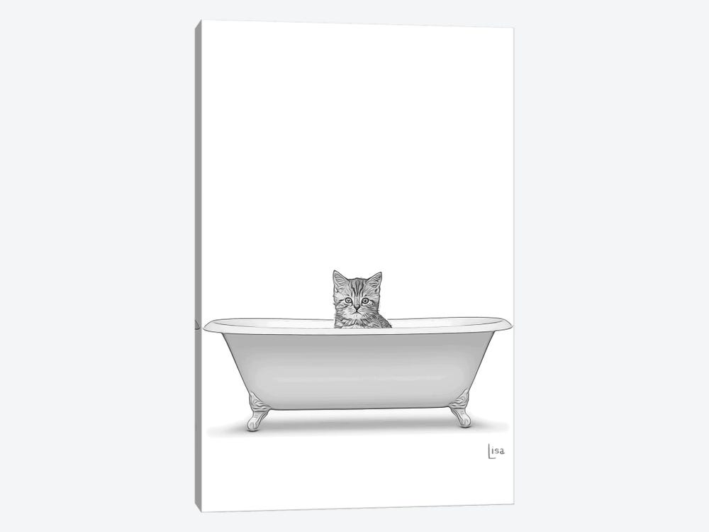 Bw Cat In The Bath by Printable Lisa's Pets 1-piece Canvas Art Print