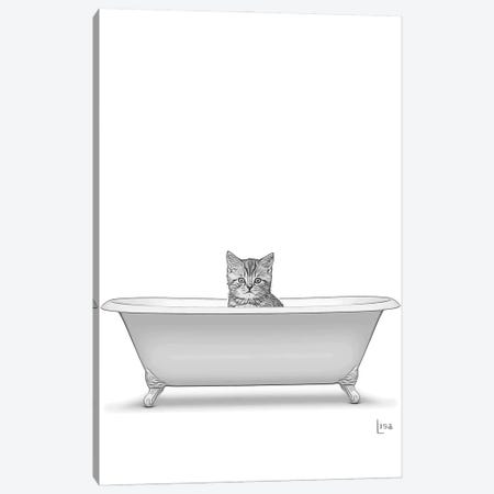 Bw Cat In The Bath Canvas Print #LIP136} by Printable Lisa's Pets Canvas Art Print