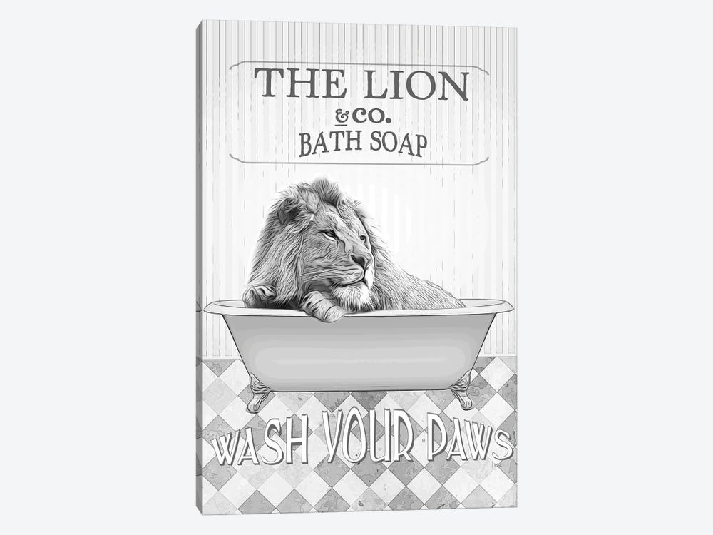 Lion Bathroom Decor by Printable Lisa's Pets 1-piece Canvas Art Print