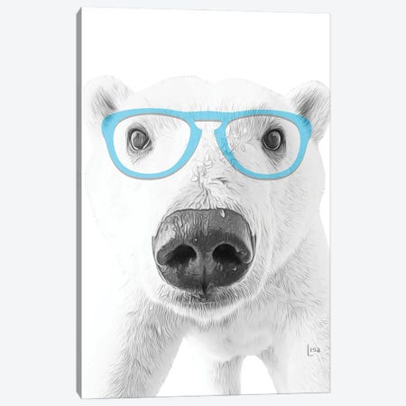 Polar Bear With Blue Glasses Canvas Print #LIP13} by Printable Lisa's Pets Canvas Art Print