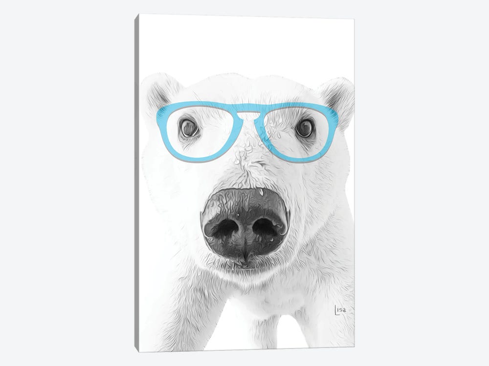 Polar Bear With Blue Glasses by Printable Lisa's Pets 1-piece Canvas Wall Art