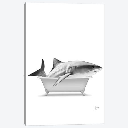 Shark In Bathtub Black And White Canvas Print #LIP140} by Printable Lisa's Pets Art Print