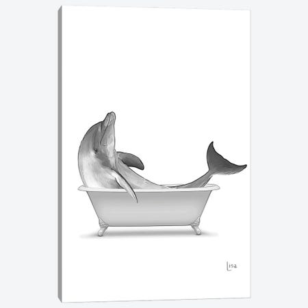 Dolphin In Bathtub Black And White Canvas Print #LIP141} by Printable Lisa's Pets Canvas Print