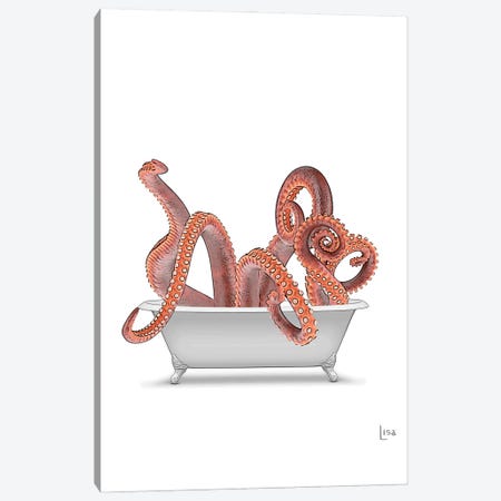 Color Octopus In Bathtub Canvas Print #LIP143} by Printable Lisa's Pets Canvas Art Print