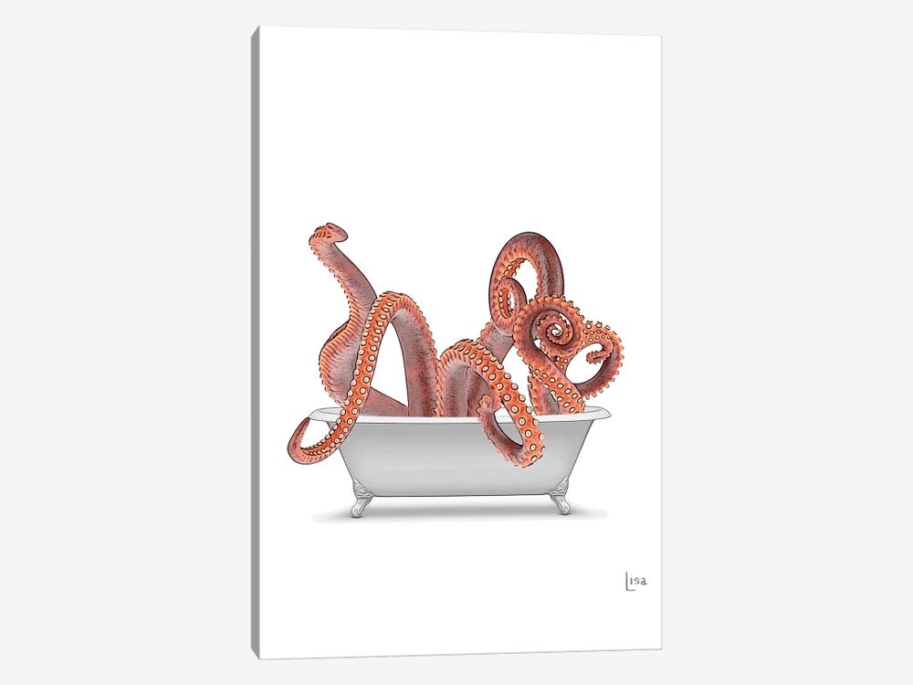 Color Octopus In Bathtub by Printable Lisa's Pets 1-piece Art Print