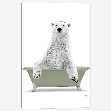 Polar Bear In Bathtub Canvas Print #LIP149} by Printable Lisa's Pets Canvas Print