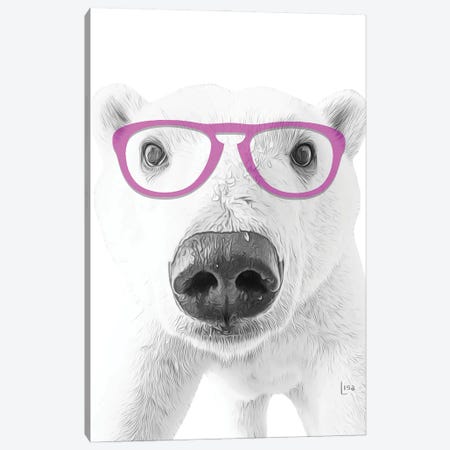 Polar Bear With Violet Glasses Canvas Print #LIP14} by Printable Lisa's Pets Canvas Artwork