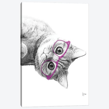 Cat With Purple Glasses Canvas Print #LIP151} by Printable Lisa's Pets Canvas Wall Art
