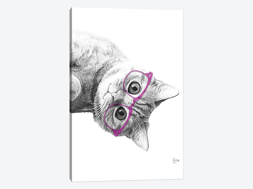 Cat With Purple Glasses by Printable Lisa's Pets 1-piece Canvas Wall Art