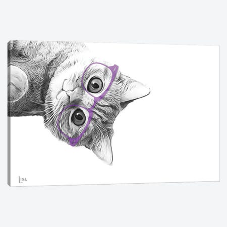 Cat With Violet Glasses Canvas Print #LIP152} by Printable Lisa's Pets Canvas Art