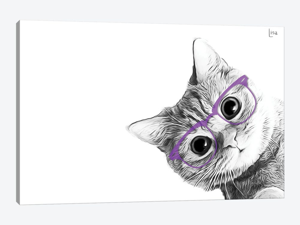 Small Cat With Violet Glasses by Printable Lisa's Pets 1-piece Canvas Art