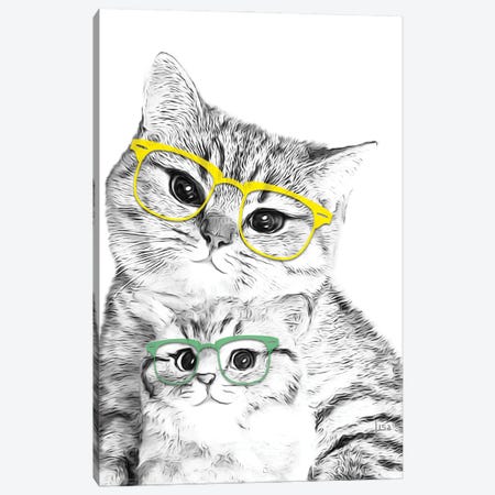 Two Cats With Colored Glasses Canvas Print #LIP154} by Printable Lisa's Pets Canvas Art Print