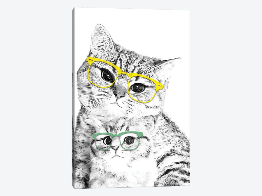 Two Cats With Colored Glasses by Printable Lisa's Pets 1-piece Canvas Art Print
