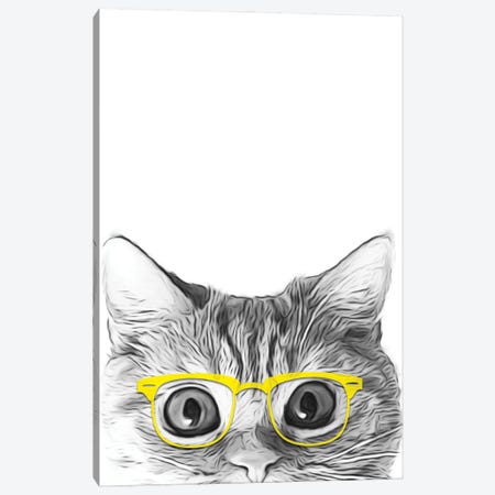 Cat With Yellow Glasses Canvas Print #LIP155} by Printable Lisa's Pets Canvas Print