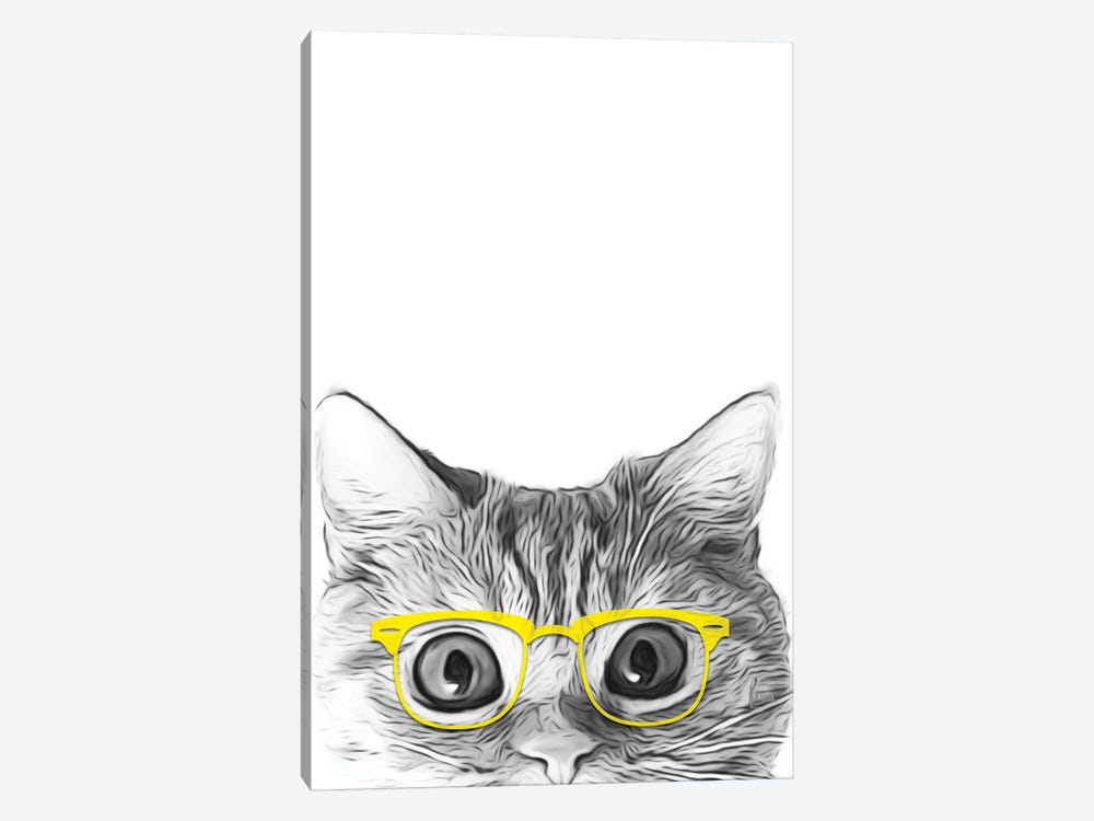 Cat With Yellow Glasses by Printable Lisa's Pets 1-piece Canvas Art