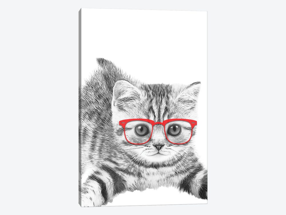 Cat With Red Glasses by Printable Lisa's Pets 1-piece Canvas Artwork