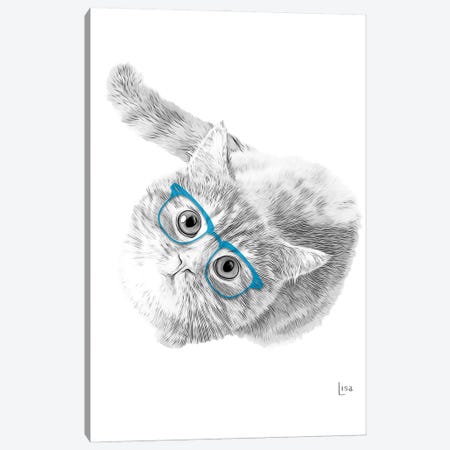 Cat With Blue Glasses Canvas Print #LIP158} by Printable Lisa's Pets Canvas Wall Art