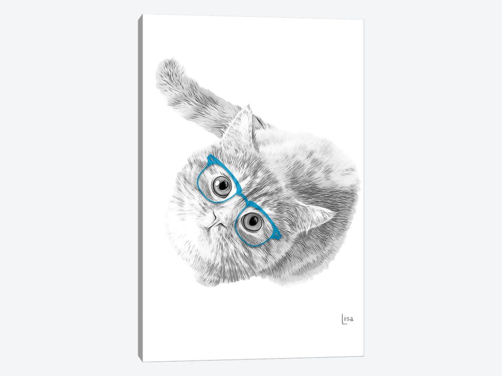 Cat With Blue Glasses by Printable Lisa's Pets 1-piece Art Print