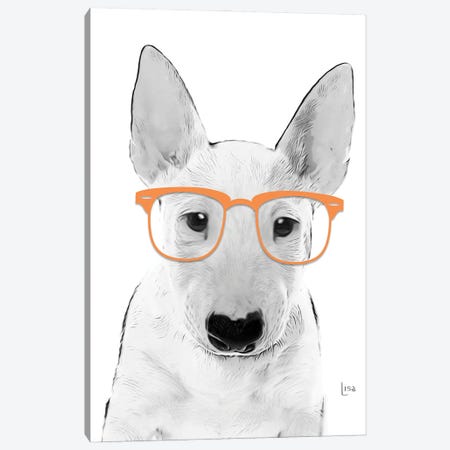 Bullterrier With Orange Glasses Canvas Print #LIP161} by Printable Lisa's Pets Canvas Art Print