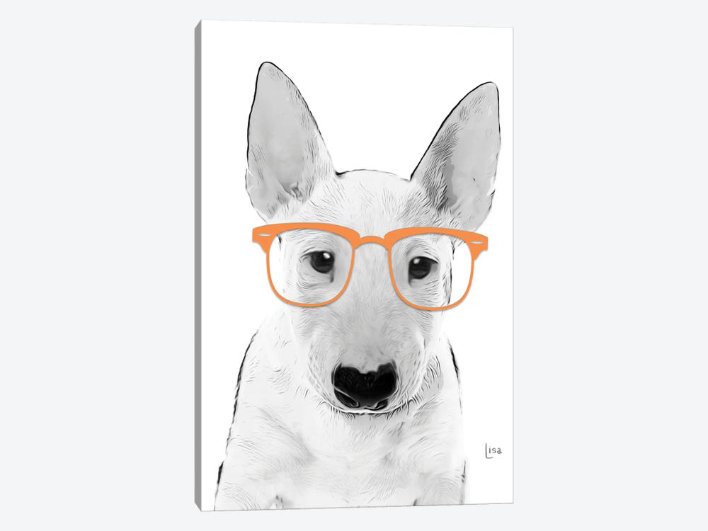 Bullterrier With Orange Glasses by Printable Lisa's Pets 1-piece Art Print