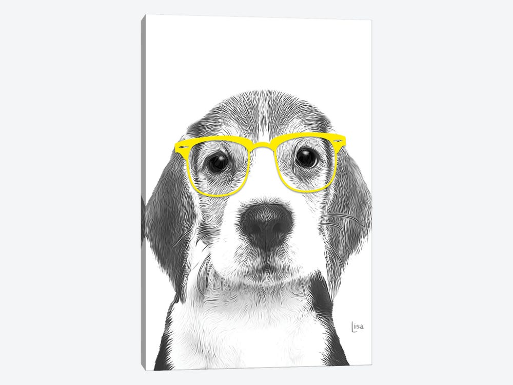 Beagle With Yellow Glasses by Printable Lisa's Pets 1-piece Canvas Artwork