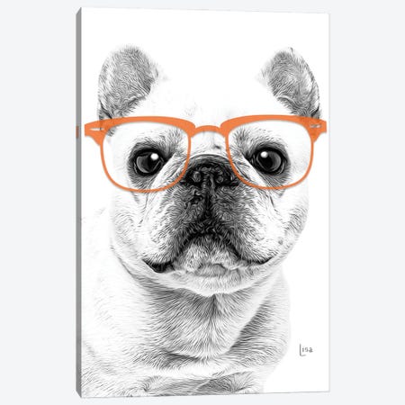 French Bulldog With Orange Glasses Canvas Print #LIP163} by Printable Lisa's Pets Canvas Print